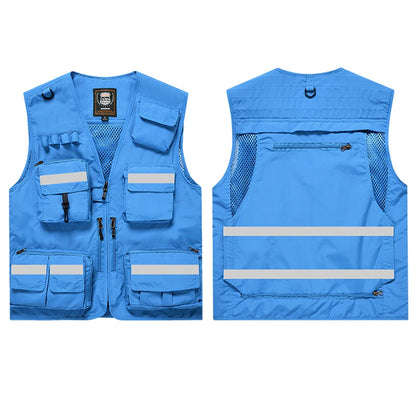 ANDRICOS High-Visibility Field Utility Vest — Multi-Pocket Reflective Workwear Vest for Surveying, Site Recording, Volunteers & Outdoor Field Tasks