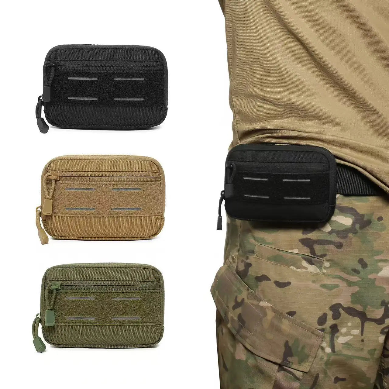 ANDRICOS Compact Field Utility Pouch — MOLLE Admin Bag with Nylon Build, Internal Organiser, Reflective Detail & Field Carry System