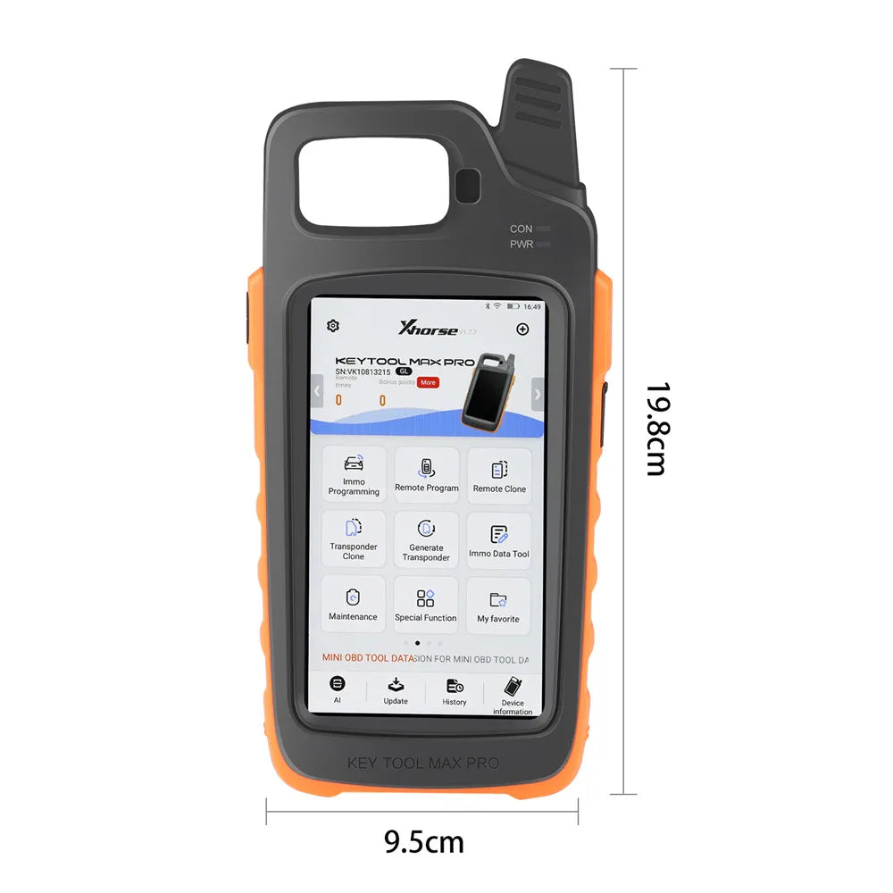 ANDRICOS Professional Vehicle Key & Diagnostic Tool — Xhorse VVDI Key Tool Max Pro with OBD Cable, TPMS Support, Remote Testing, Voltage Detection & Locksmith Workflow Functions
