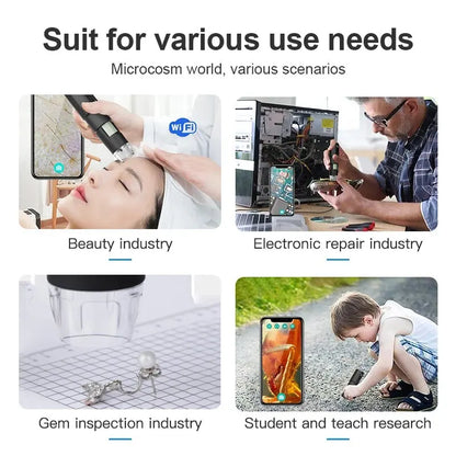 ANDRICOS Wireless Field Microscope — INSKAM 50X-1000X Portable WiFi Digital Microscope with 8 LED Lights, Phone/PC Support & Rechargeable Battery