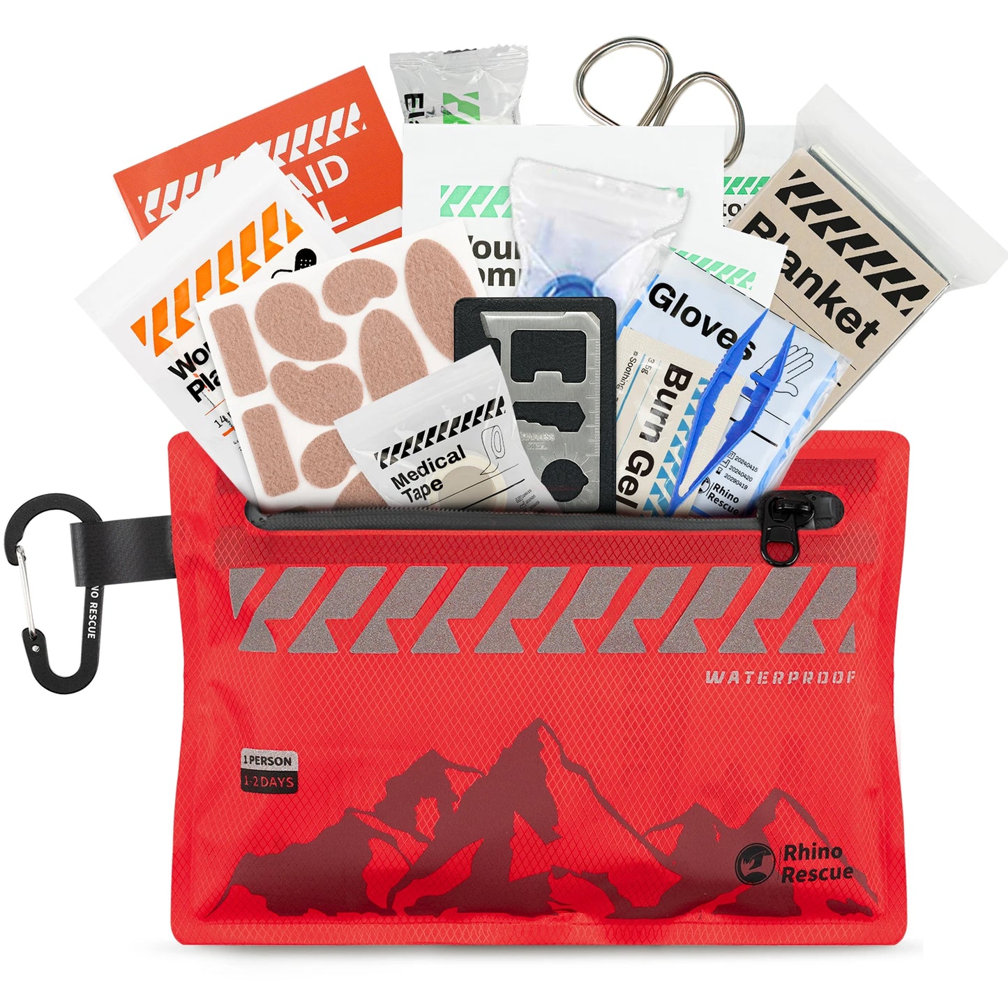 ANDRICOS Compact First Aid Kit — RHINO RESCUE 105-Piece Waterproof Travel Medical Kit for Fieldwork, Hiking, Camping, Cycling, Vehicles & Outdoor Carry