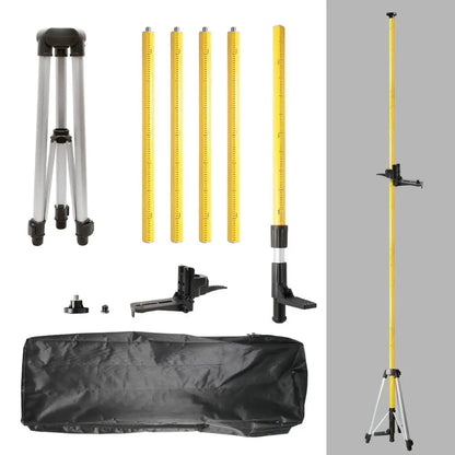 ANDRICOS Laser Mounting Pole System — Huepar LP36A 3.7M Telescoping Laser Tripod with 1/4"-20 Mount, 5/8"-11 Adapter, Adjustable Bracket & Carry Bag