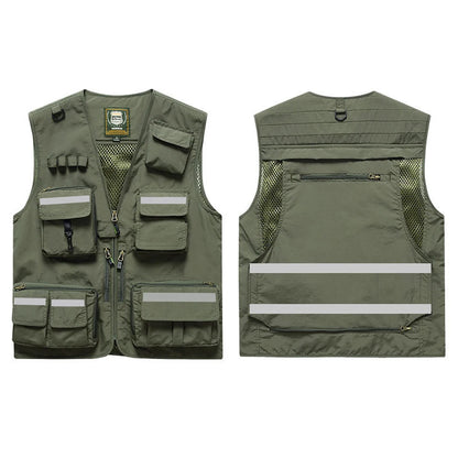 ANDRICOS High-Visibility Field Utility Vest — Multi-Pocket Reflective Workwear Vest for Surveying, Site Recording, Volunteers & Outdoor Field Tasks