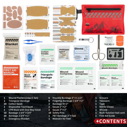 ANDRICOS Compact First Aid Kit — RHINO RESCUE 105-Piece Waterproof Travel Medical Kit for Fieldwork, Hiking, Camping, Cycling, Vehicles & Outdoor Carry