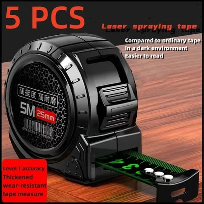 ANDRICOS Self-Locking Steel Tape Measure — 5M/7.5M/10M Metric Measuring Tape with Fluorescent Scale, ABS Shell, Metal Clip & Portable Field Design