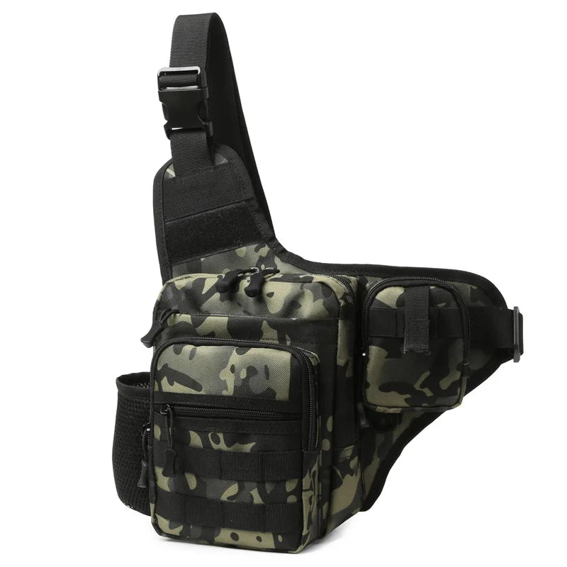 ANDRICOS Compact Field Sling Bag — Scione 600D Oxford Crossbody Chest Pouch with MOLLE Front, Bottle Pocket & Multi-Way Outdoor Carry