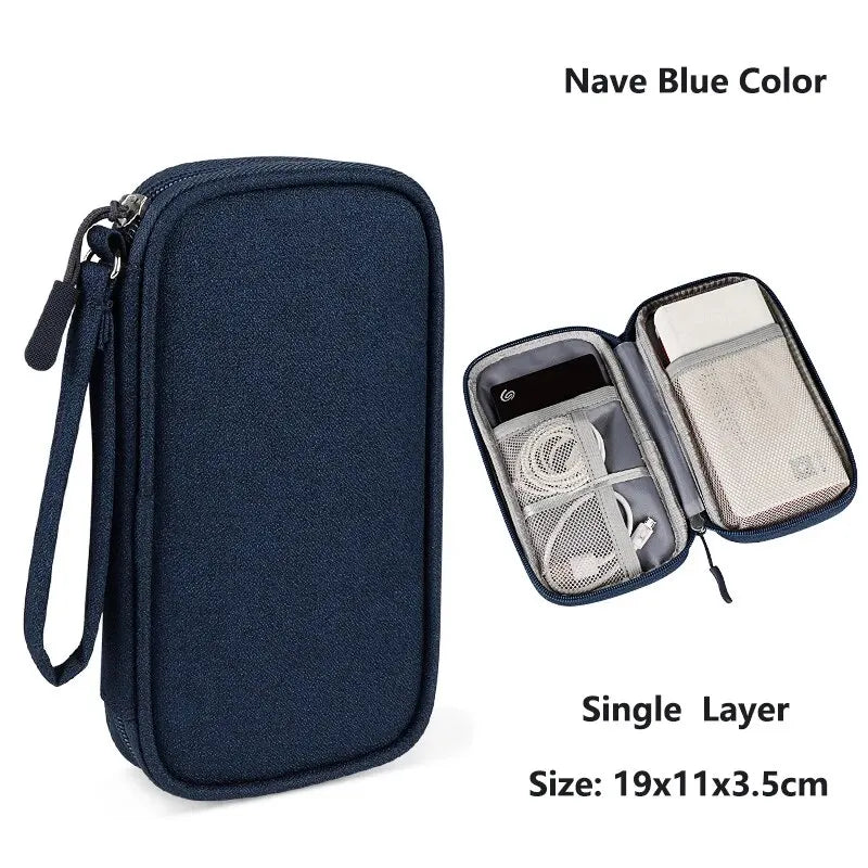ANDRICOS Compact Electronics Organiser — AILEHKUO Waterproof-Style Nylon Travel Pouch for USB Cables, Chargers, Hard Drives & Digital Accessories