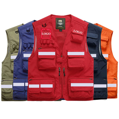 ANDRICOS High-Visibility Field Utility Vest — Multi-Pocket Reflective Workwear Vest for Surveying, Site Recording, Volunteers & Outdoor Field Tasks