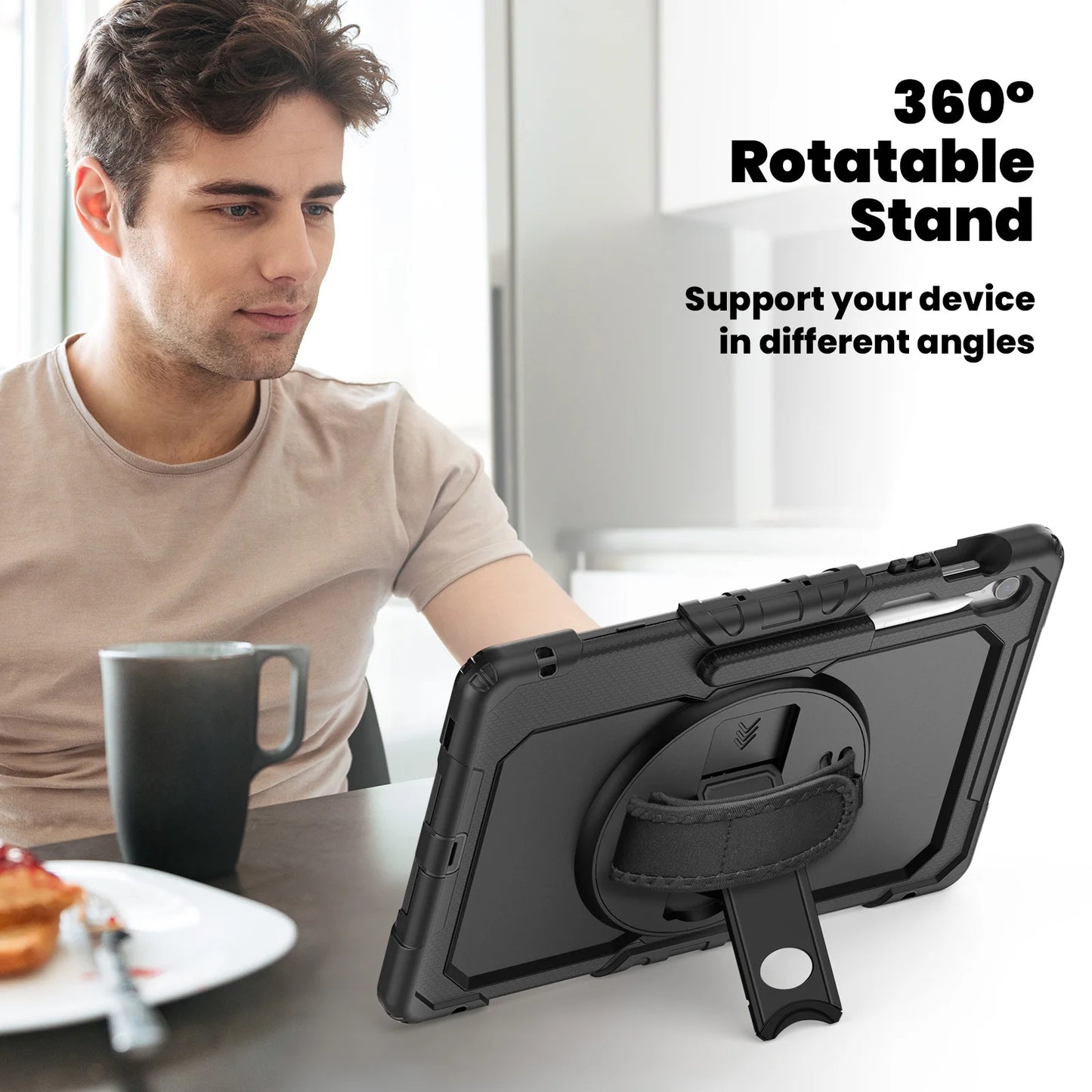 ANDRICOS Rugged Tablet Field Case — Shockproof Hand Strap & Shoulder Strap Cover Compatible with Samsung Galaxy Tab S10 FE, S10 FE+ & Tab S9