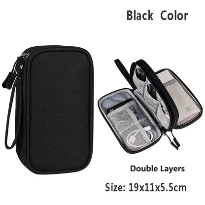 ANDRICOS Compact Electronics Organiser — AILEHKUO Waterproof-Style Nylon Travel Pouch for USB Cables, Chargers, Hard Drives & Digital Accessories