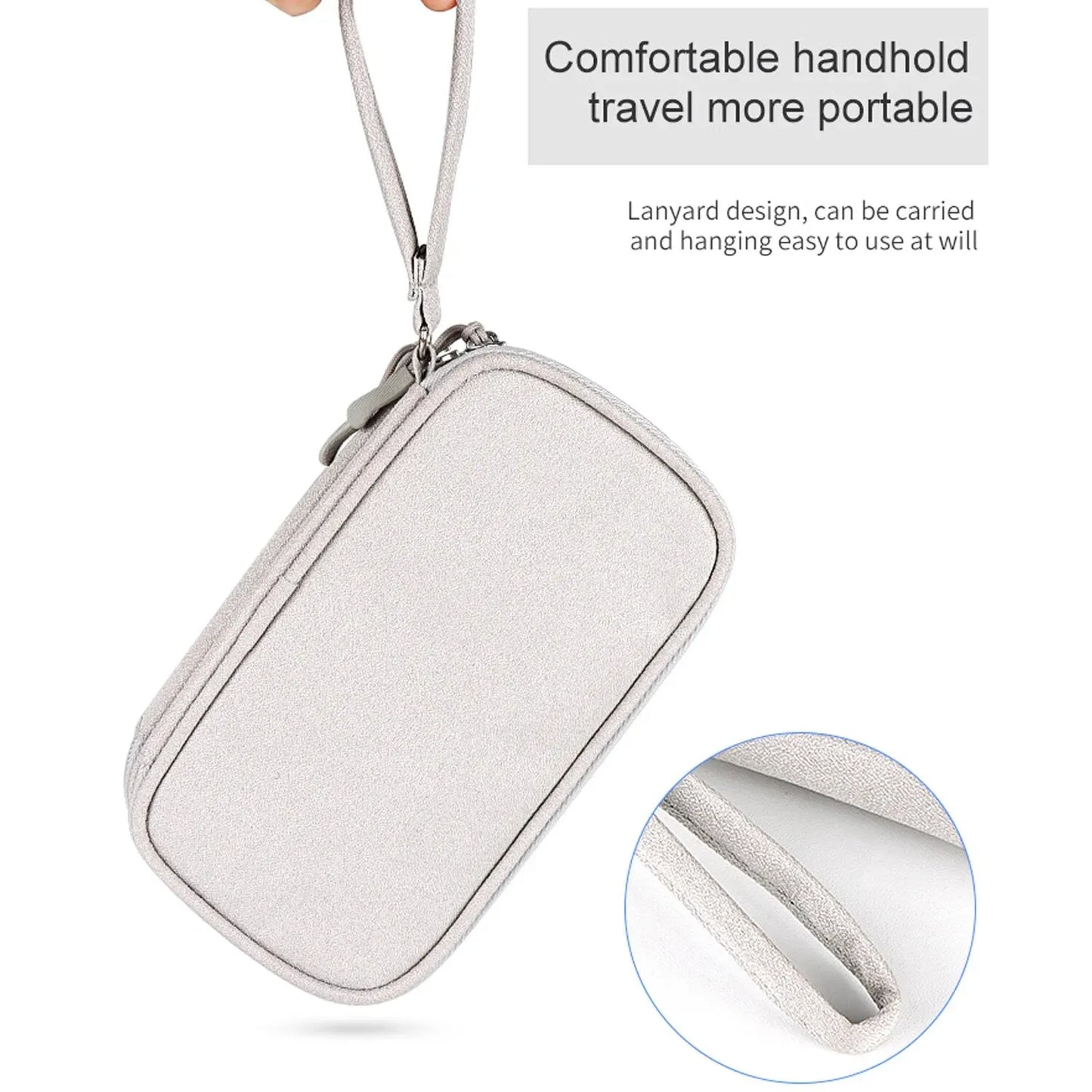 ANDRICOS Compact Electronics Organiser — AILEHKUO Waterproof-Style Nylon Travel Pouch for USB Cables, Chargers, Hard Drives & Digital Accessories