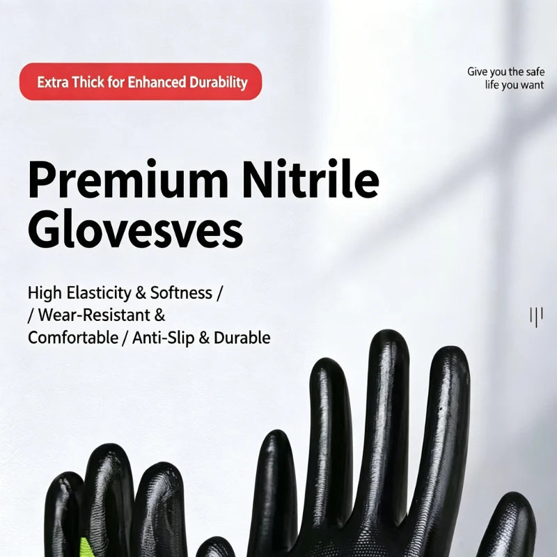 ANDRICOS Field Work Gloves — N618 Nylon Nitrile-Dipped Handling Gloves with Anti-Slip Grip, Breathable Fit & Wear-Resistant Coating