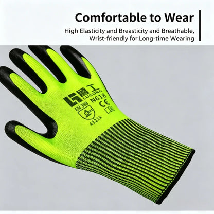ANDRICOS Field Work Gloves — N618 Nylon Nitrile-Dipped Handling Gloves with Anti-Slip Grip, Breathable Fit & Wear-Resistant Coating