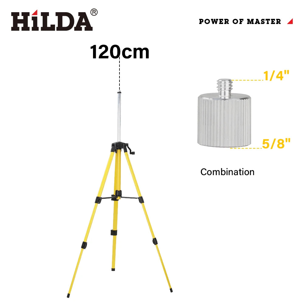 ANDRICOS Laser Level Tripod — HILDA 1.2M/1.5M Adjustable Ferroalloy Stand with 5/8 Inch Mount for Laser Levels, Cameras & Field Setup