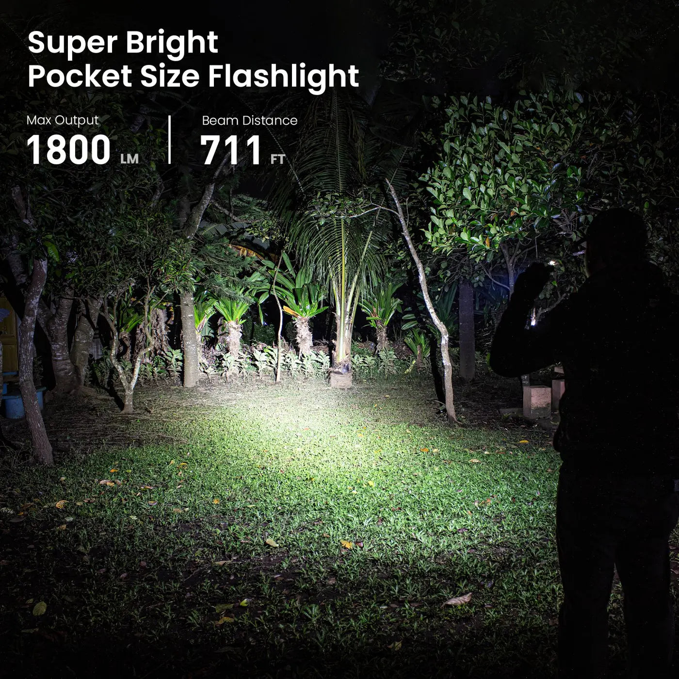 ANDRICOS Rechargeable EDC Flashlight — Sofirn SC18 1800LM USB-C Aluminium Torch with SST40 LED, 18650 Battery, TIR Optics & Power Indicator