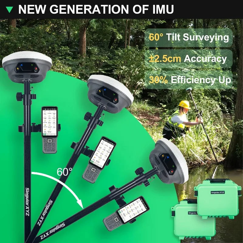 ANDRICOS E1 RTK GNSS Receiver Set — 1408-Channel Base & Rover Survey System with 60° IMU Tilt, IP68 Housing, Multi-Constellation GNSS & Internal Radio