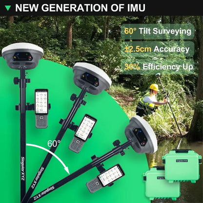 ANDRICOS E1 RTK GNSS Receiver Set — 1408-Channel Base & Rover Survey System with 60° IMU Tilt, IP68 Housing, Multi-Constellation GNSS & Internal Radio