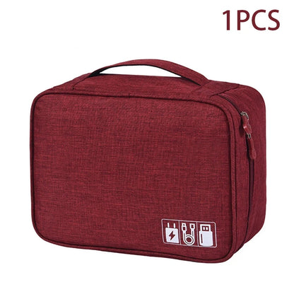 ANDRICOS Portable Tech Cable Organiser — Oxford Travel Storage Bag for USB Cables, Chargers, Plugs, Adapters & Digital Accessories