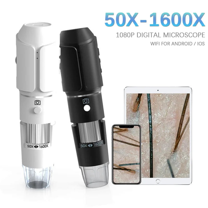ANDRICOS Wireless Inspection Microscope — Dodosee XW1 50X-1600X WiFi Digital Microscope with 2MP Lens, 8 Adjustable LEDs, Type-C Charging & Phone/Tablet Support