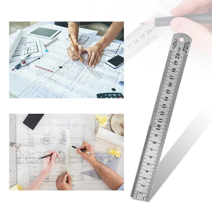 ANDRICOS Stainless Steel Measuring Ruler — 150/200/300/400/500mm Metal Straight Edge with Centimetre & Millimetre Markings for Field Recording, Craft & Technical Layout