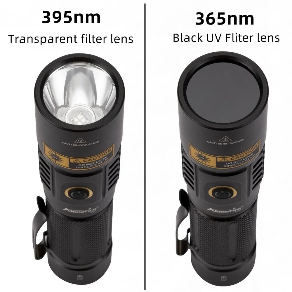ANDRICOS UV Inspection Flashlight — AloneFire SV67 365nm Rechargeable Aluminium Blacklight Torch with 21700 Battery, USB Charging & Fluorescence Detection