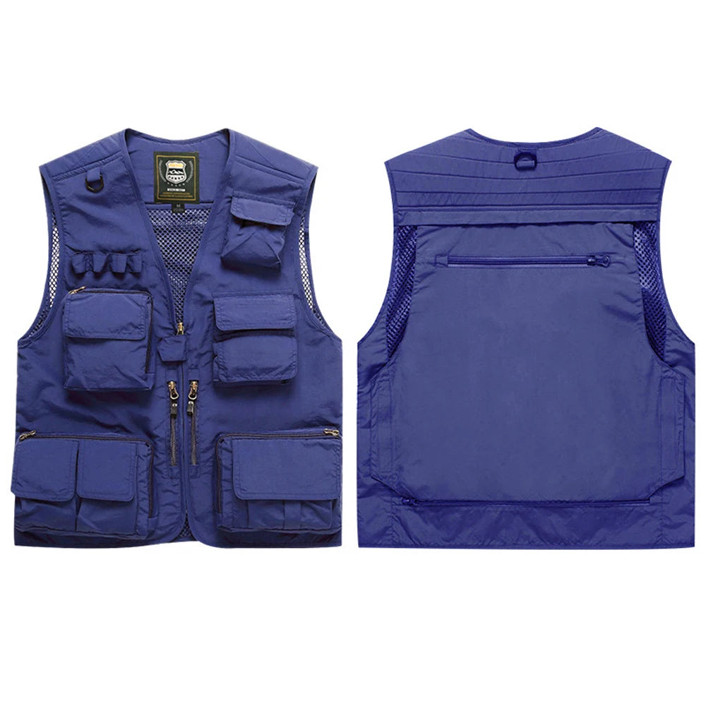 ANDRICOS High-Visibility Field Utility Vest — Multi-Pocket Reflective Workwear Vest for Surveying, Site Recording, Volunteers & Outdoor Field Tasks
