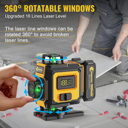 ANDRICOS 4D Laser Level Kit — CONENTOOL 16-Line Green Self-Leveling Laser with Tripod, 360° Rotation, Remote Control, 2 Batteries & Mounting Accessories
