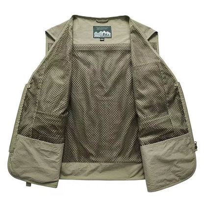ANDRICOS Field Utility Vest — RONGKUN 14-Pocket Lightweight Mesh Sleeveless Workwear Vest for Photography, Fieldwork, Travel & Outdoor Carry