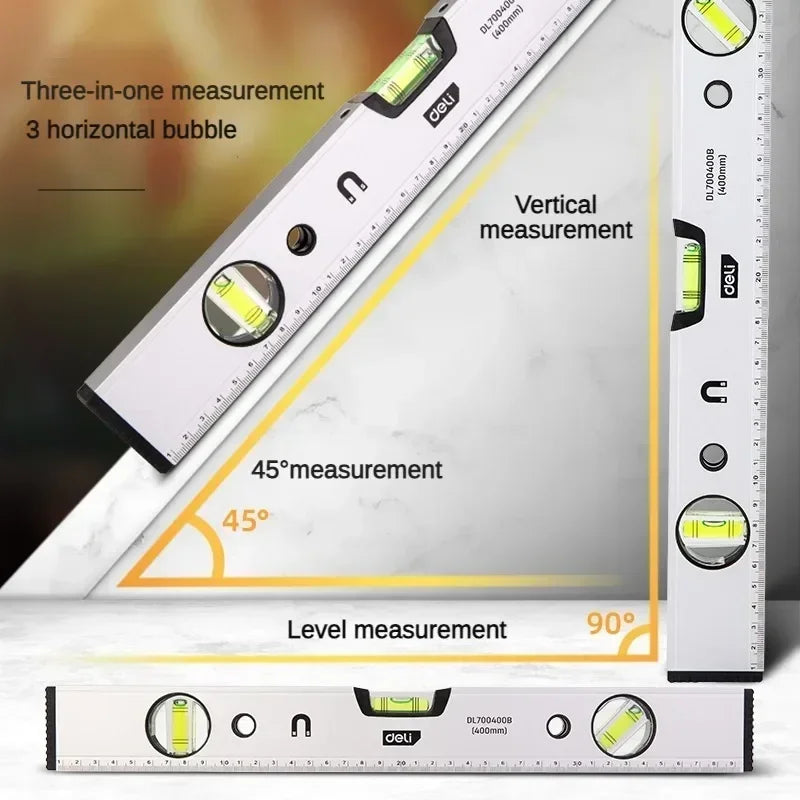 ANDRICOS Magnetic Torpedo Level — Deli Aluminium Spirit Level with 3 Vials, Magnetic Base & Compact Field Measuring Design