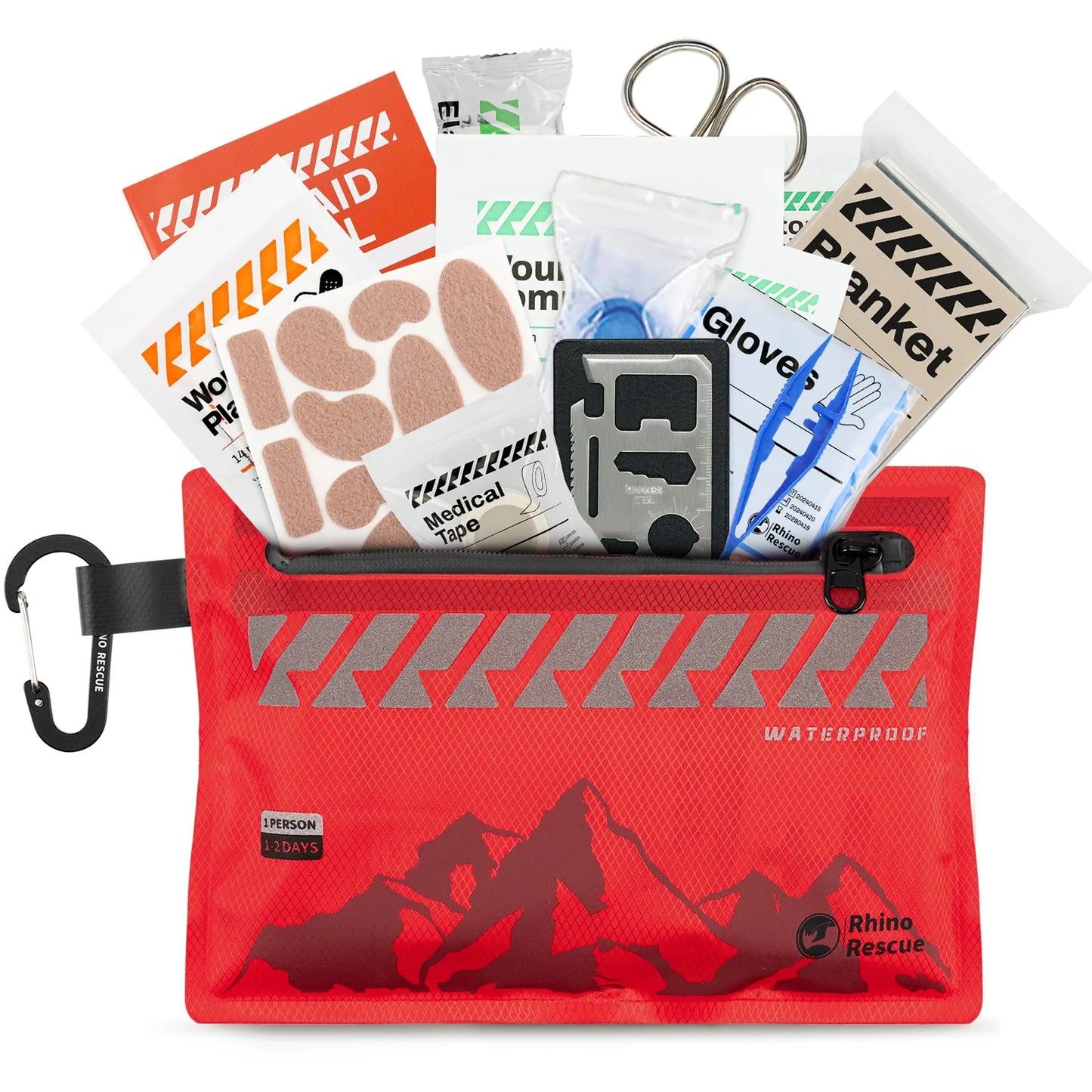 ANDRICOS Compact First Aid Kit — RHINO RESCUE 105-Piece Waterproof Travel Medical Kit for Fieldwork, Hiking, Camping, Cycling, Vehicles & Outdoor Carry