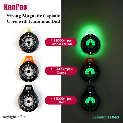 ANDRICOS Luminous Field Compass — KANPAS Compact Outdoor EDC Navigation Compass with Turnable Bezel, Hanging Ring & Water-Resistant Design