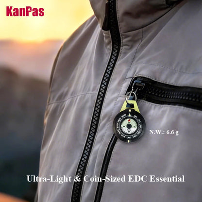 ANDRICOS Luminous Field Compass — KANPAS Compact Outdoor EDC Navigation Compass with Turnable Bezel, Hanging Ring & Water-Resistant Design