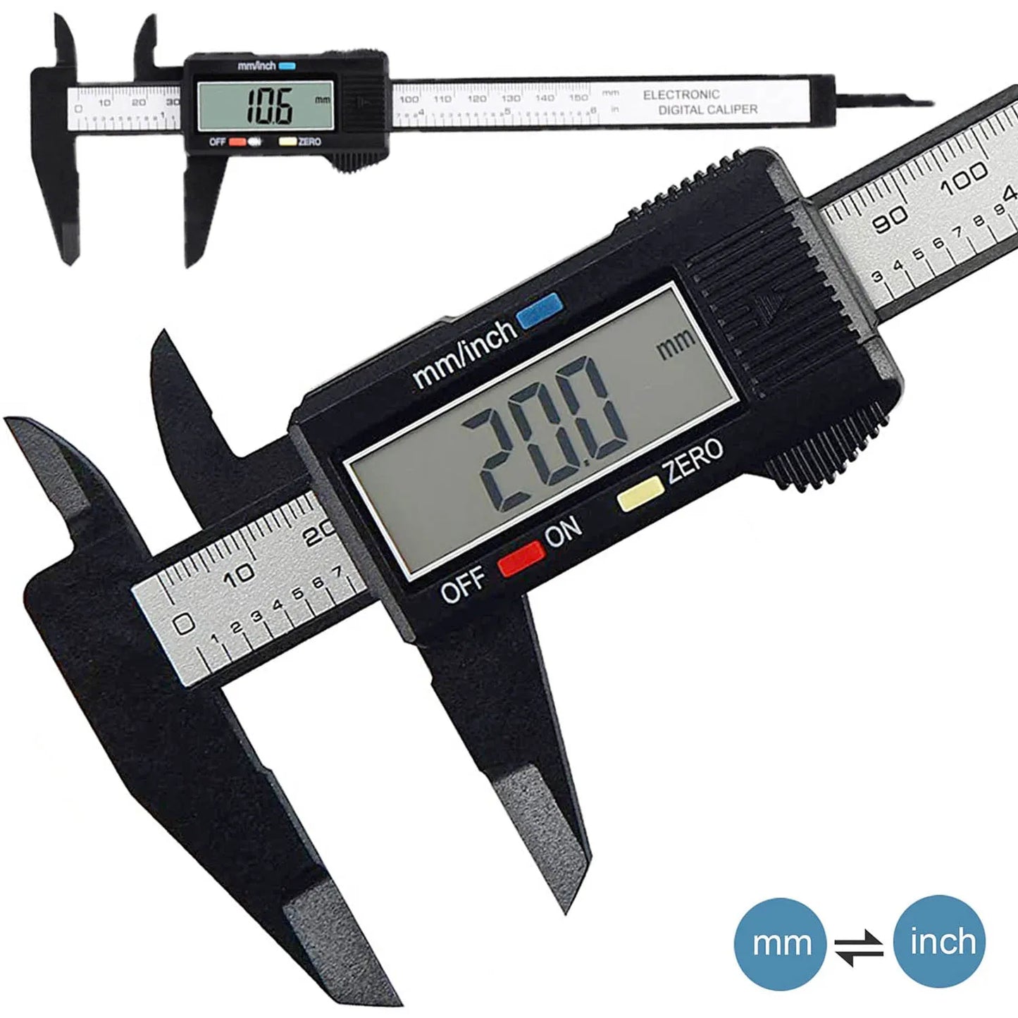ANDRICOS Digital Measuring Caliper — 100mm/150mm Electronic Plastic Vernier Gauge with LCD Display, Zero Setting & Internal/External Measurement