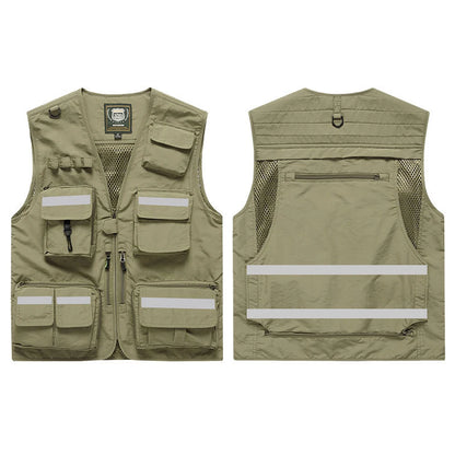 ANDRICOS High-Visibility Field Utility Vest — Multi-Pocket Reflective Workwear Vest for Surveying, Site Recording, Volunteers & Outdoor Field Tasks