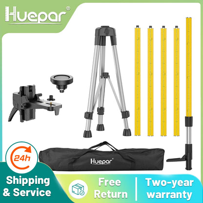 ANDRICOS Laser Mounting Pole System — Huepar LP36A 3.7M Telescoping Laser Tripod with 1/4"-20 Mount, 5/8"-11 Adapter, Adjustable Bracket & Carry Bag