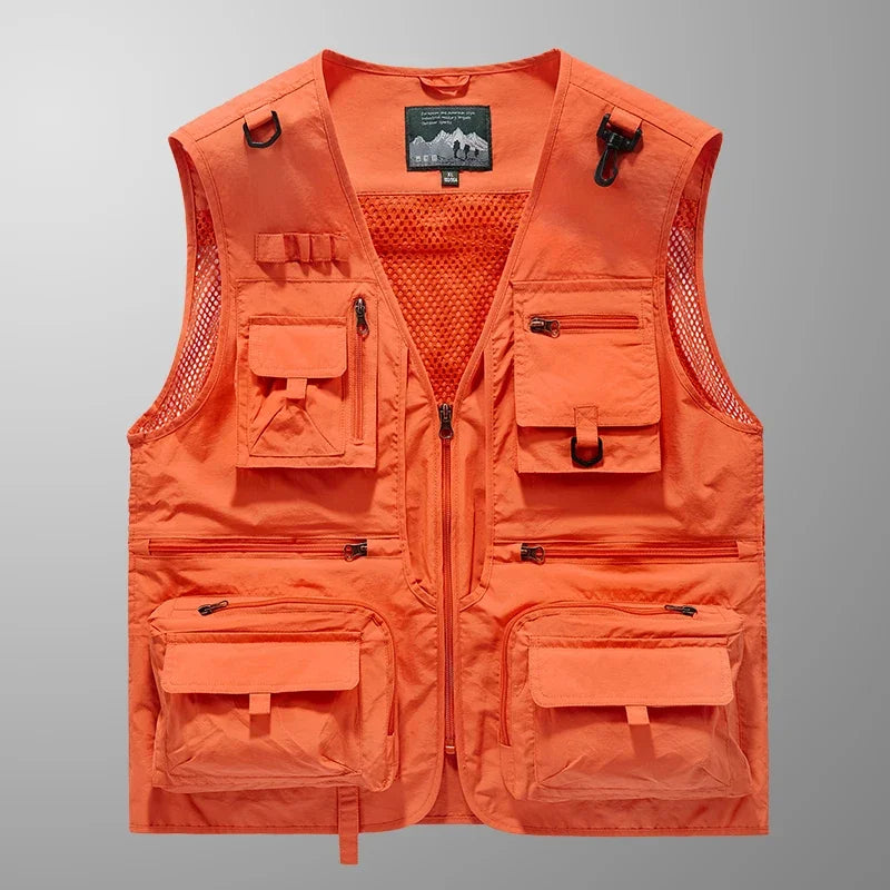 ANDRICOS Field Utility Vest — RONGKUN 14-Pocket Lightweight Mesh Sleeveless Workwear Vest for Photography, Fieldwork, Travel & Outdoor Carry