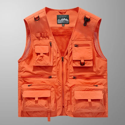 ANDRICOS Field Utility Vest — RONGKUN 14-Pocket Lightweight Mesh Sleeveless Workwear Vest for Photography, Fieldwork, Travel & Outdoor Carry