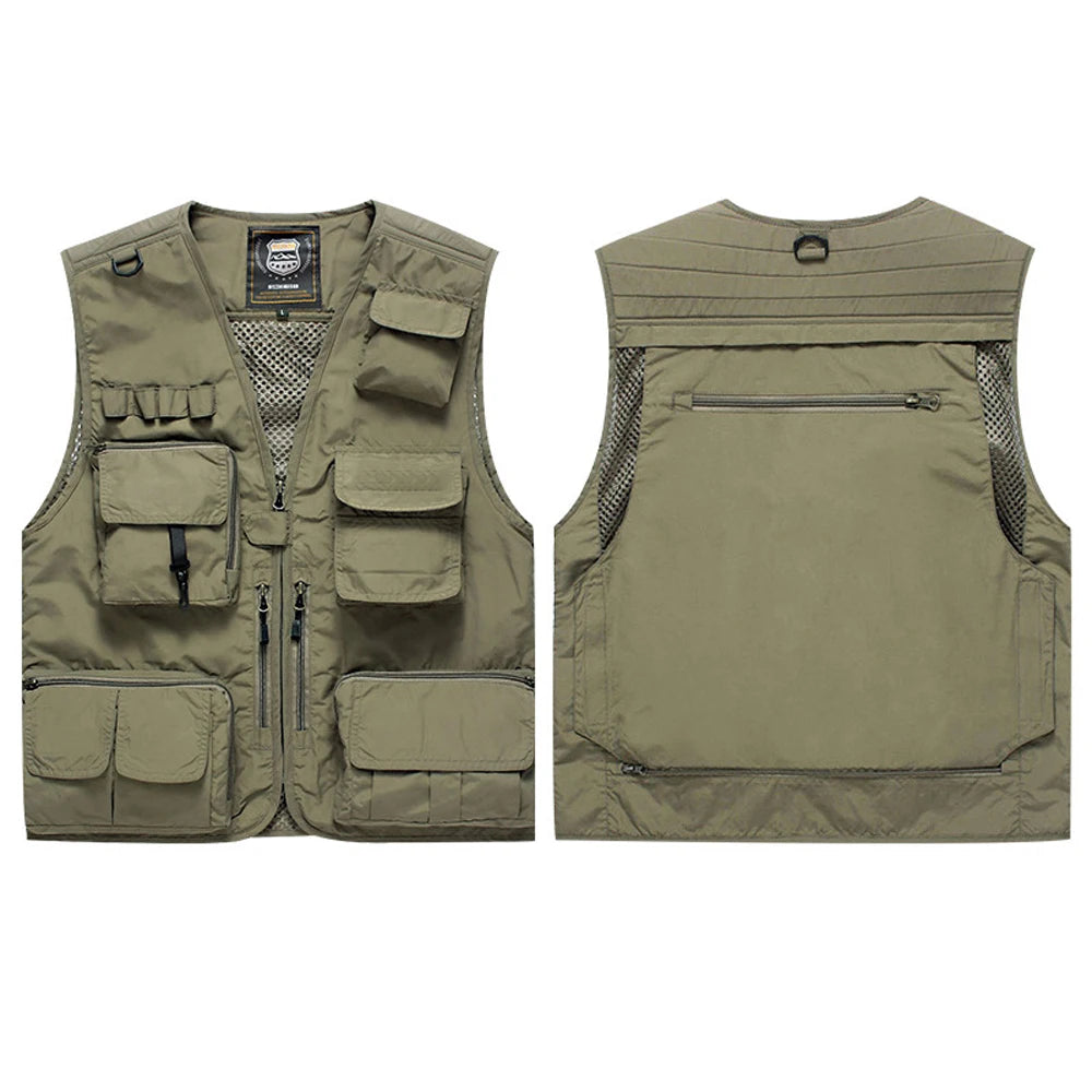 ANDRICOS High-Visibility Field Utility Vest — Multi-Pocket Reflective Workwear Vest for Surveying, Site Recording, Volunteers & Outdoor Field Tasks