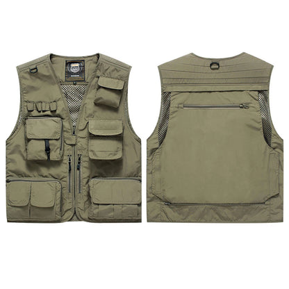 ANDRICOS High-Visibility Field Utility Vest — Multi-Pocket Reflective Workwear Vest for Surveying, Site Recording, Volunteers & Outdoor Field Tasks
