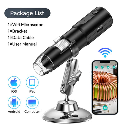 ANDRICOS Wireless Field Microscope — INSKAM 50X-1000X Portable WiFi Digital Microscope with 8 LED Lights, Phone/PC Support & Rechargeable Battery