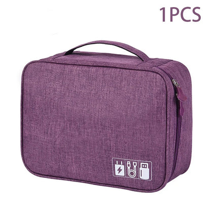 ANDRICOS Portable Tech Cable Organiser — Oxford Travel Storage Bag for USB Cables, Chargers, Plugs, Adapters & Digital Accessories