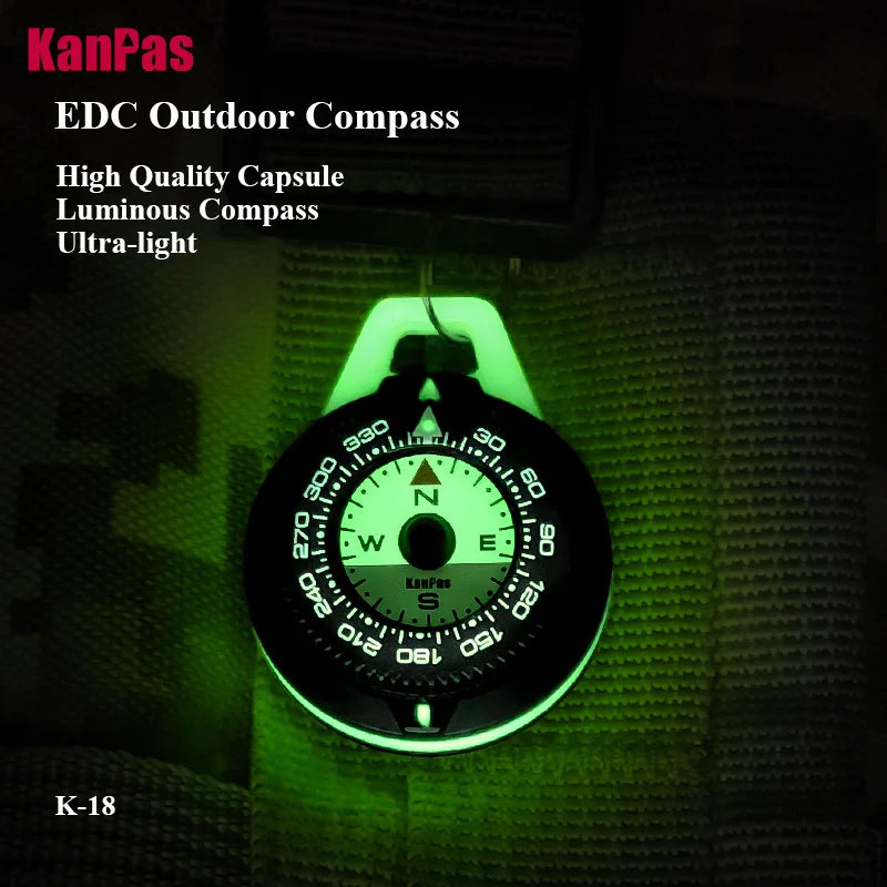 ANDRICOS Luminous Field Compass — KANPAS Compact Outdoor EDC Navigation Compass with Turnable Bezel, Hanging Ring & Water-Resistant Design