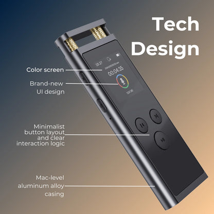 ANDRICOS AI Voice Recorder — FoCase Rec 64GB Aluminium Dictaphone with App Transcription, Translation, AI Summary, Mind Mapping & Voice Activation