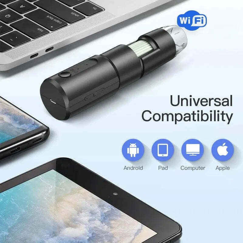 ANDRICOS Wireless Field Microscope — INSKAM 50X-1000X Portable WiFi Digital Microscope with 8 LED Lights, Phone/PC Support & Rechargeable Battery