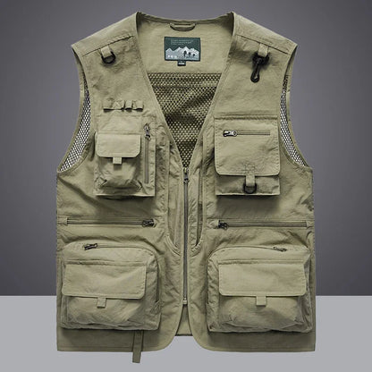 ANDRICOS Field Utility Vest — RONGKUN 14-Pocket Lightweight Mesh Sleeveless Workwear Vest for Photography, Fieldwork, Travel & Outdoor Carry