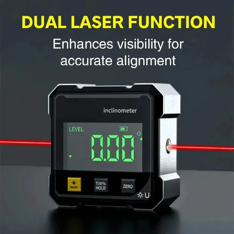 ANDRICOS Digital Angle Gauge — 2-Side Magnetic Laser Electronic Protractor, Inclinometer & Slope Measuring Tool