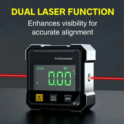 ANDRICOS Digital Angle Gauge — 2-Side Magnetic Laser Electronic Protractor, Inclinometer & Slope Measuring Tool