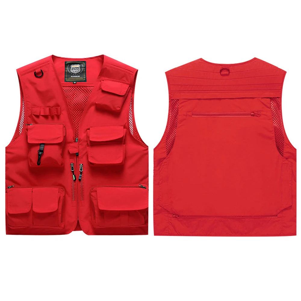 ANDRICOS High-Visibility Field Utility Vest — Multi-Pocket Reflective Workwear Vest for Surveying, Site Recording, Volunteers & Outdoor Field Tasks