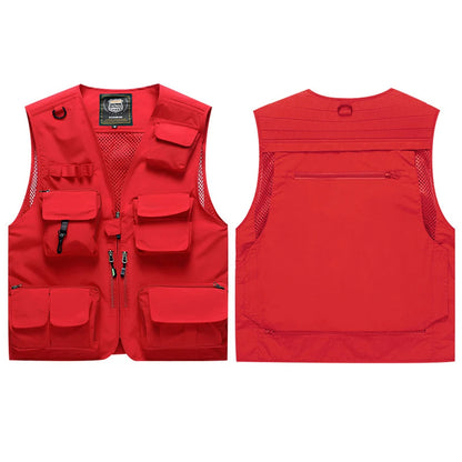 ANDRICOS High-Visibility Field Utility Vest — Multi-Pocket Reflective Workwear Vest for Surveying, Site Recording, Volunteers & Outdoor Field Tasks