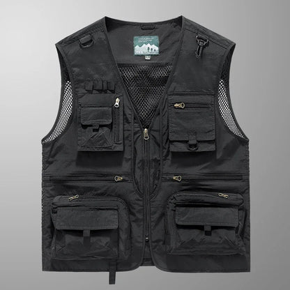 ANDRICOS Field Utility Vest — RONGKUN 14-Pocket Lightweight Mesh Sleeveless Workwear Vest for Photography, Fieldwork, Travel & Outdoor Carry